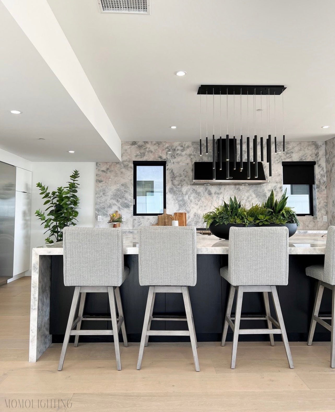 Bellini Rectangular Tubular Pendant Light Chandelier-Nobipets