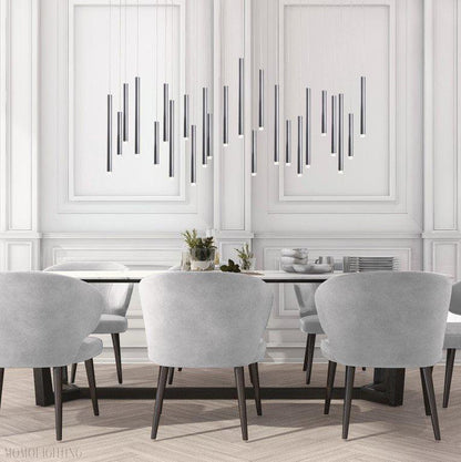 Bellini Rectangular Tubular Pendant Light Chandelier-Nobipets