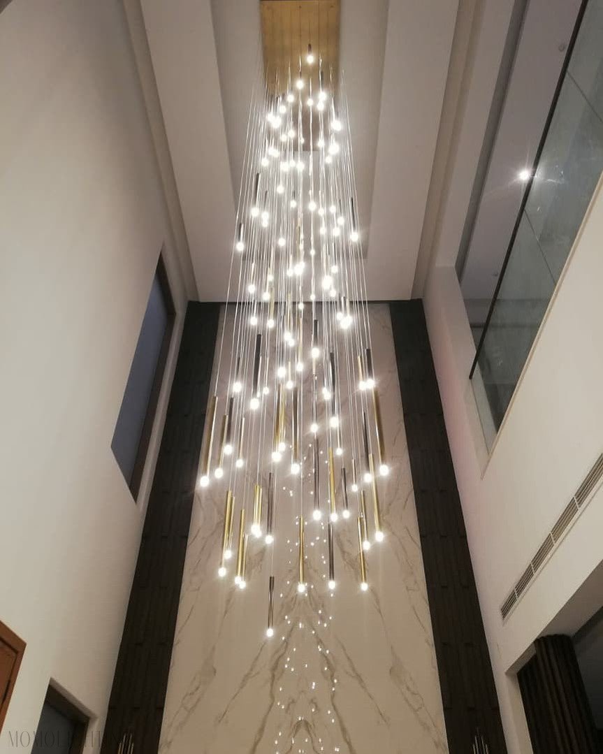 Bellini Round Metal Tubular Pendant Light Chandelier-Nobipets