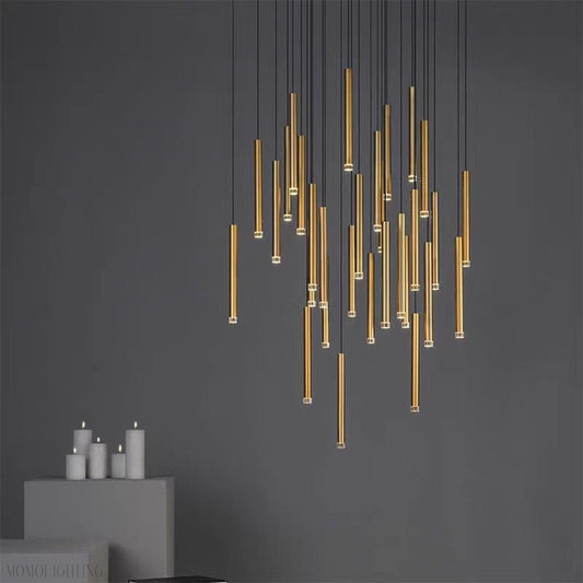 Bellini Round Metal Tubular Pendant Light Chandelier-Nobipets