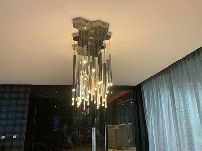 Bellini Round Metal Tubular Pendant Light Chandelier-Nobipets
