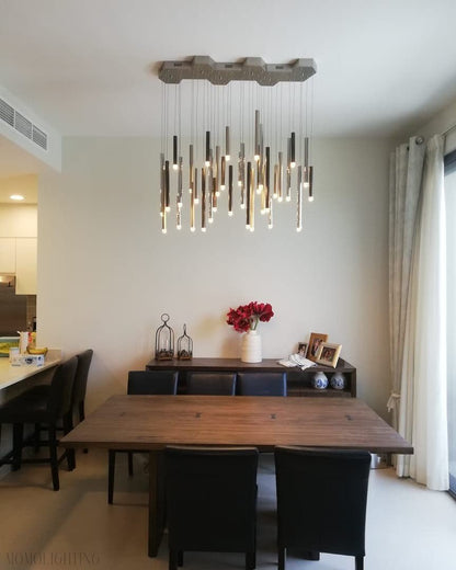 Bellini Round Metal Tubular Pendant Light Chandelier-Nobipets