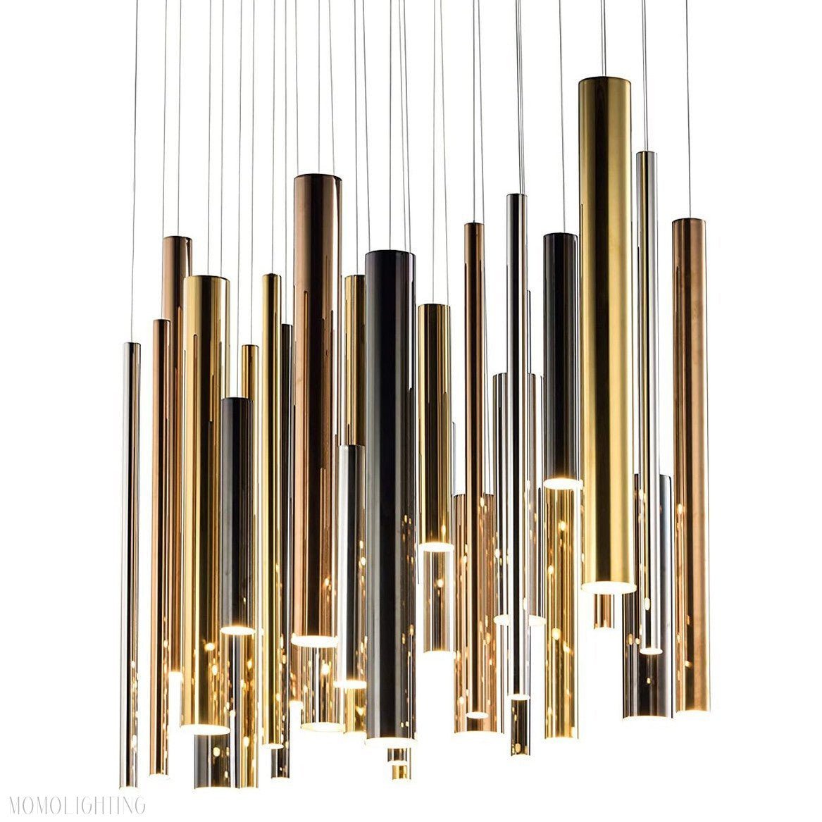 Bellini Round Two-Tone Tubular Pendant Light Chandelier-Nobipets