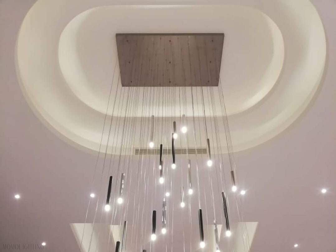 Bellini Round Two-Tone Tubular Pendant Light Chandelier-Nobipets
