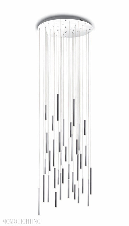 Bellini Round Two-Tone Tubular Pendant Light Chandelier-Nobipets