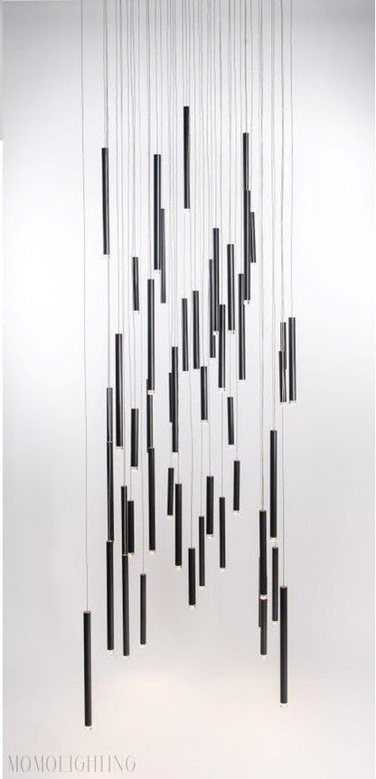 Bellini Round Two-Tone Tubular Pendant Light Chandelier-Nobipets