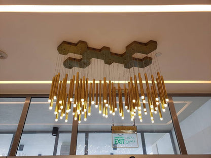 Bellini Round Two-Tone Tubular Pendant Light Chandelier-Nobipets