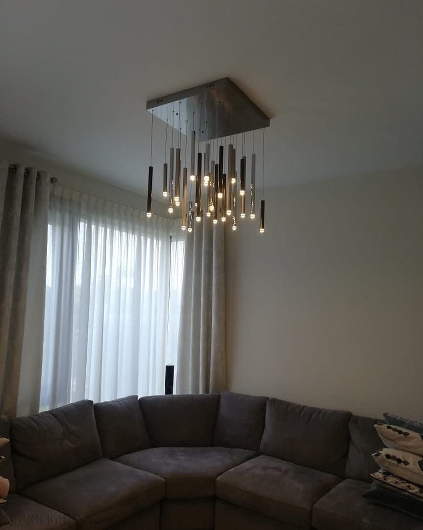 Bellini Round Two-Tone Tubular Pendant Light Chandelier-Nobipets