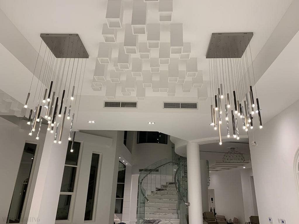Bellini Round Two-Tone Tubular Pendant Light Chandelier-Nobipets