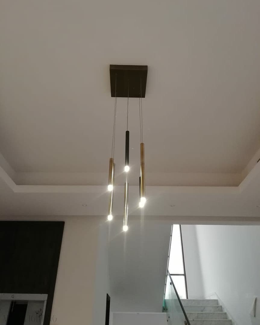 Bellini Round Two-Tone Tubular Pendant Light Chandelier-Nobipets