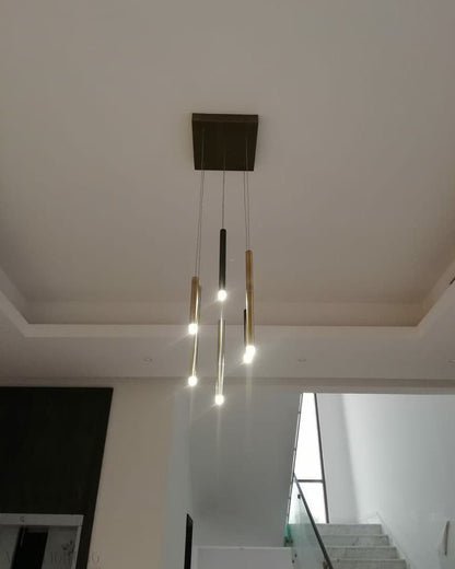 Bellini Round Two-Tone Tubular Pendant Light Chandelier-Nobipets