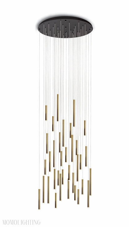 Bellini Round Two-Tone Tubular Pendant Light Chandelier-Nobipets