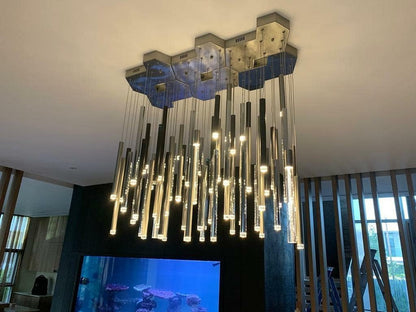 Bellini Round Two-Tone Tubular Pendant Light Chandelier-Nobipets