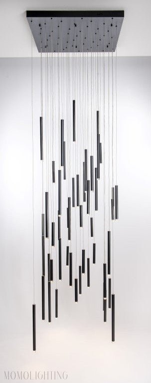 Bellini Square Tri-Tone Tubular Pendant Light Chandelier-Nobipets
