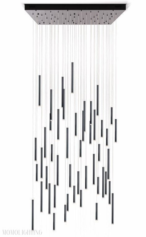 Bellini Square Tri-Tone Tubular Pendant Light Chandelier-Nobipets