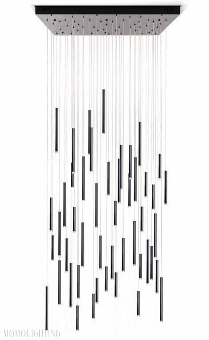 Bellini Square Tri-Tone Tubular Pendant Light Chandelier-Nobipets
