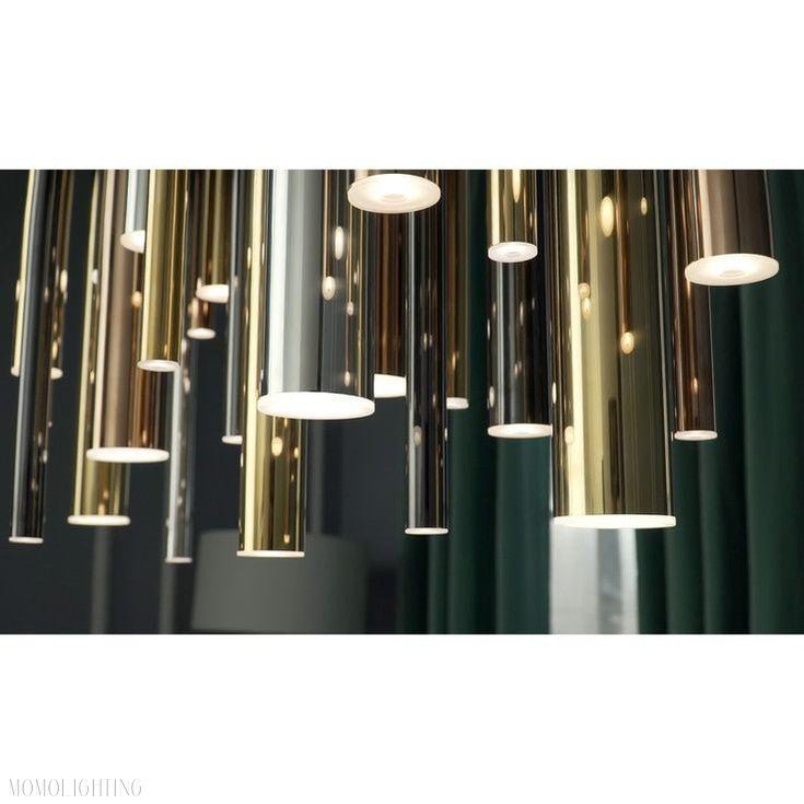 Bellini Square Tri-Tone Tubular Pendant Light Chandelier-Nobipets
