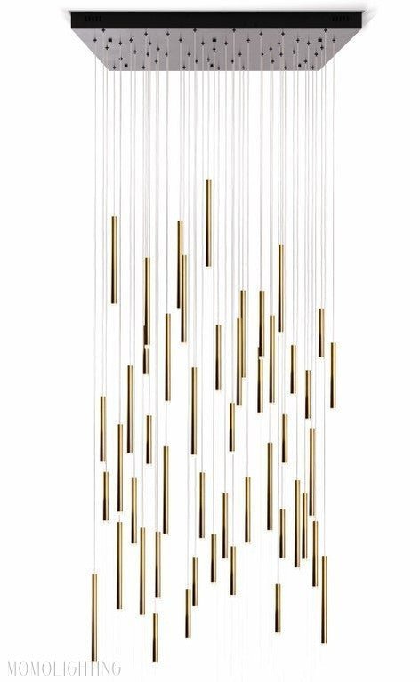 Bellini Square Tri-Tone Tubular Pendant Light Chandelier-Nobipets