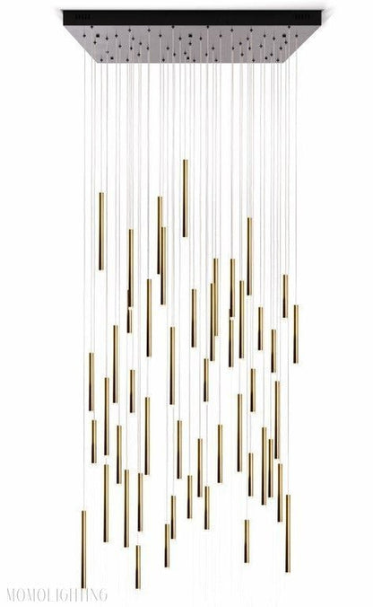 Bellini Square Tri-Tone Tubular Pendant Light Chandelier-Nobipets