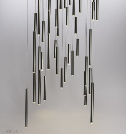 Bellini Square Tri-Tone Tubular Pendant Light Chandelier-Nobipets