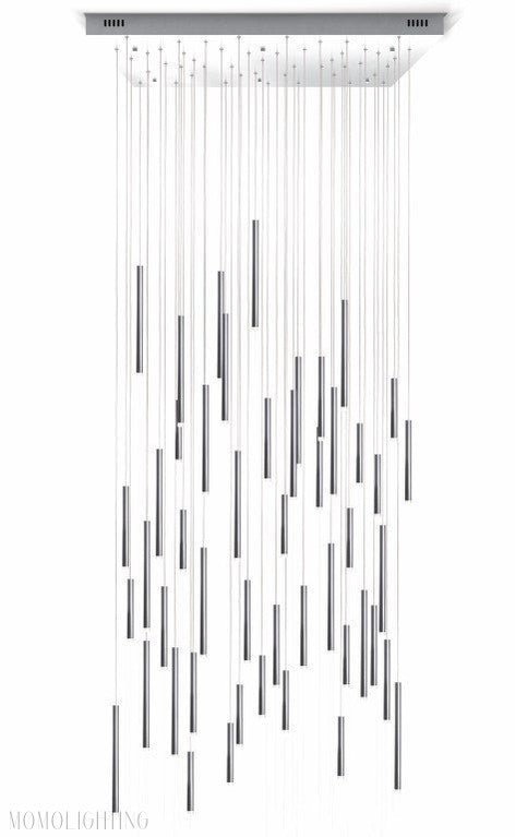 Bellini Square Tri-Tone Tubular Pendant Light Chandelier-Nobipets