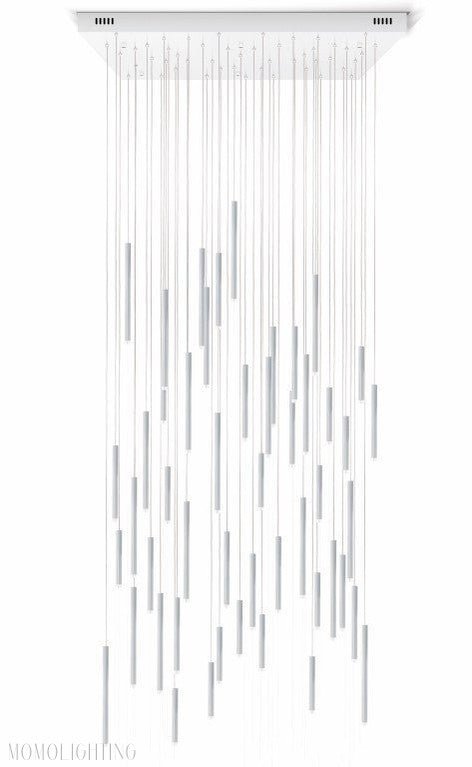 Bellini Square Tri-Tone Tubular Pendant Light Chandelier-Nobipets