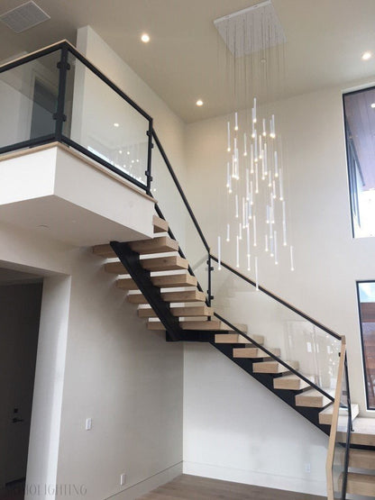 Bellini Square Tri-Tone Tubular Pendant Light Chandelier-Nobipets