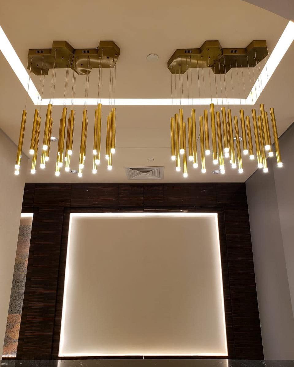Bellini Square Tri-Tone Tubular Pendant Light Chandelier-Nobipets
