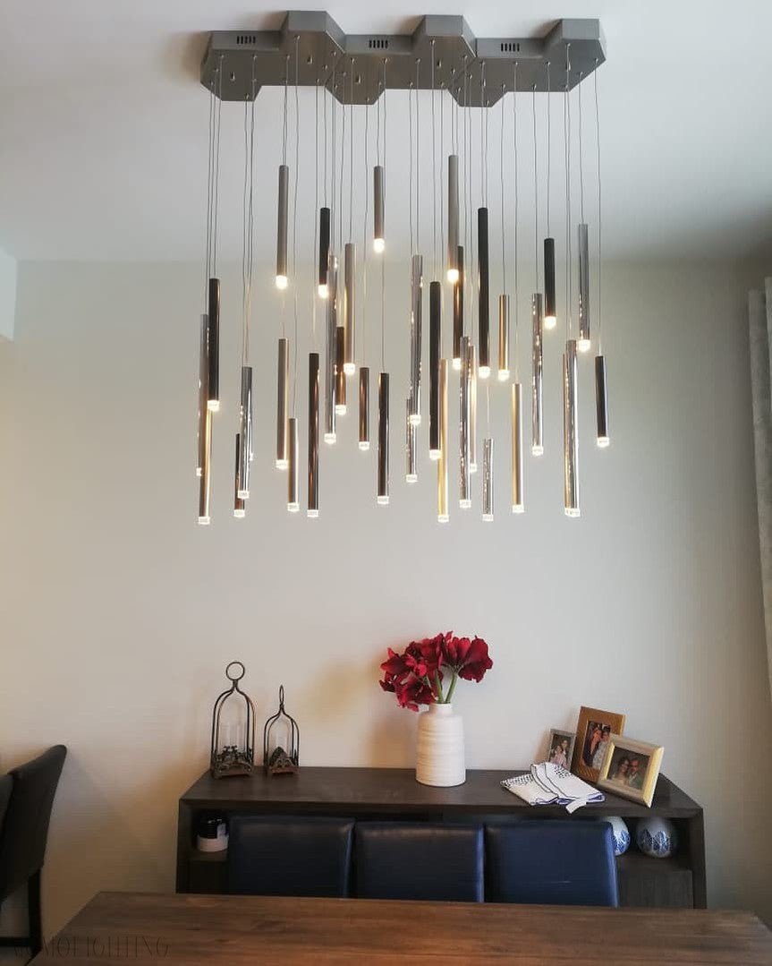 Bellini Square Tubular Pendant Light Chandelier-Nobipets