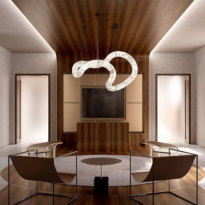 Beverly Symmetrical Entryway Alabaster Pendant Light for Dining Table