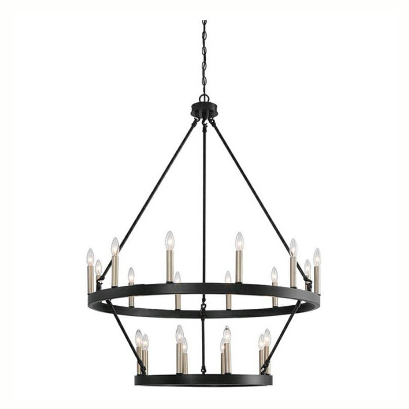 Black/ Brass Dust Wagon Wheel Chandelier Candle Style Farmhouse Vintage Ceiling Light For Living Room-Nobipets