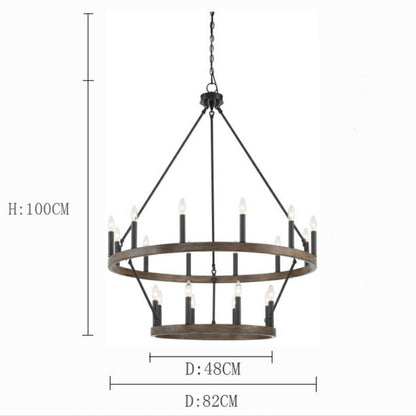 Black/ Brass Dust Wagon Wheel Chandelier Candle Style Farmhouse Vintage Ceiling Light For Living Room-Nobipets