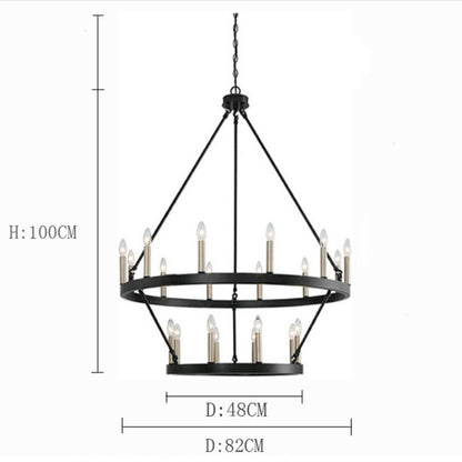 Black/ Brass Dust Wagon Wheel Chandelier Candle Style Farmhouse Vintage Ceiling Light For Living Room-Nobipets
