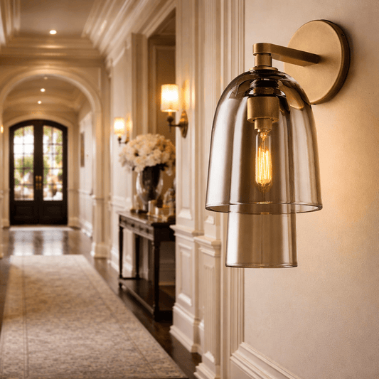 Bloma Amber Glass Flute Sconce