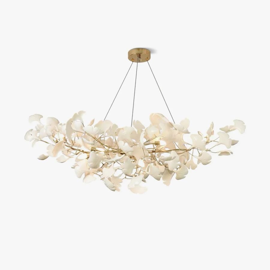 Boat-Shaped Ceramic Ginkgo Leaf Chandelier-Nobipets