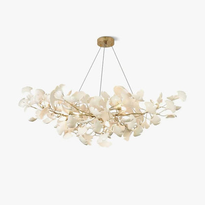 Boat-Shaped Ceramic Ginkgo Leaf Chandelier-Nobipets