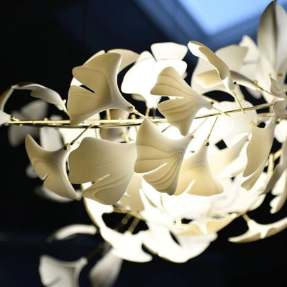 Boat-Shaped Ceramic Ginkgo Leaf Chandelier-Nobipets
