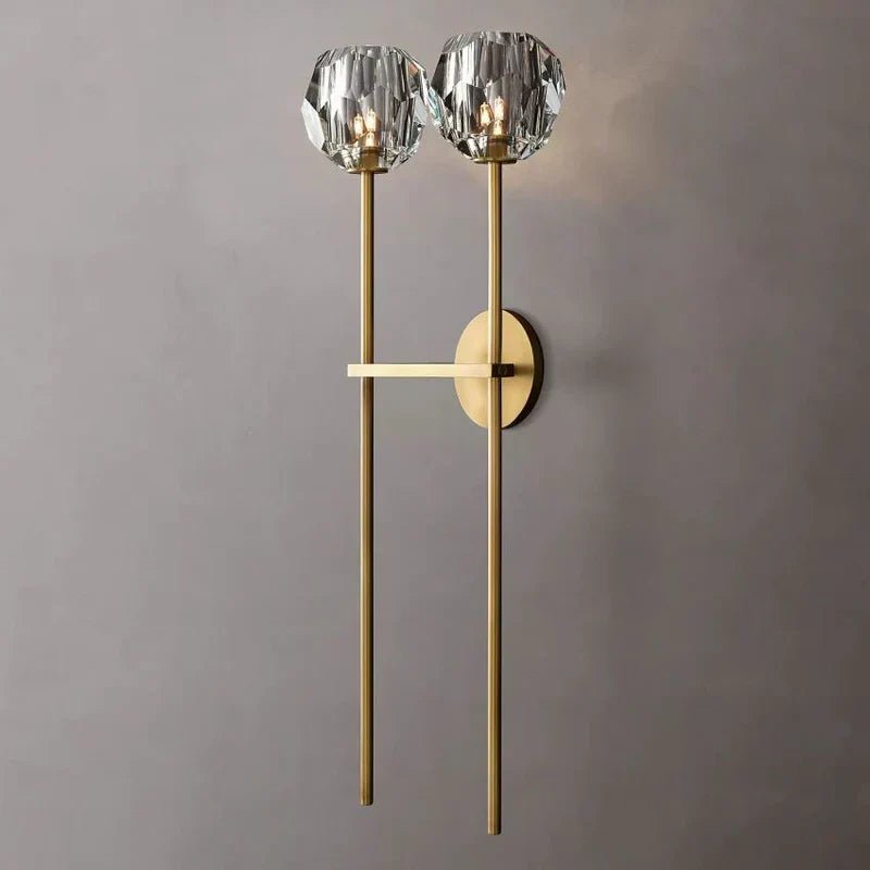 Boule Clear Crystal Double Ball Wall Sconce 28"H