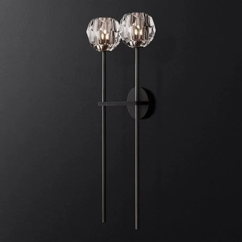 Boule Clear Crystal Double Ball Wall Sconce 28"H