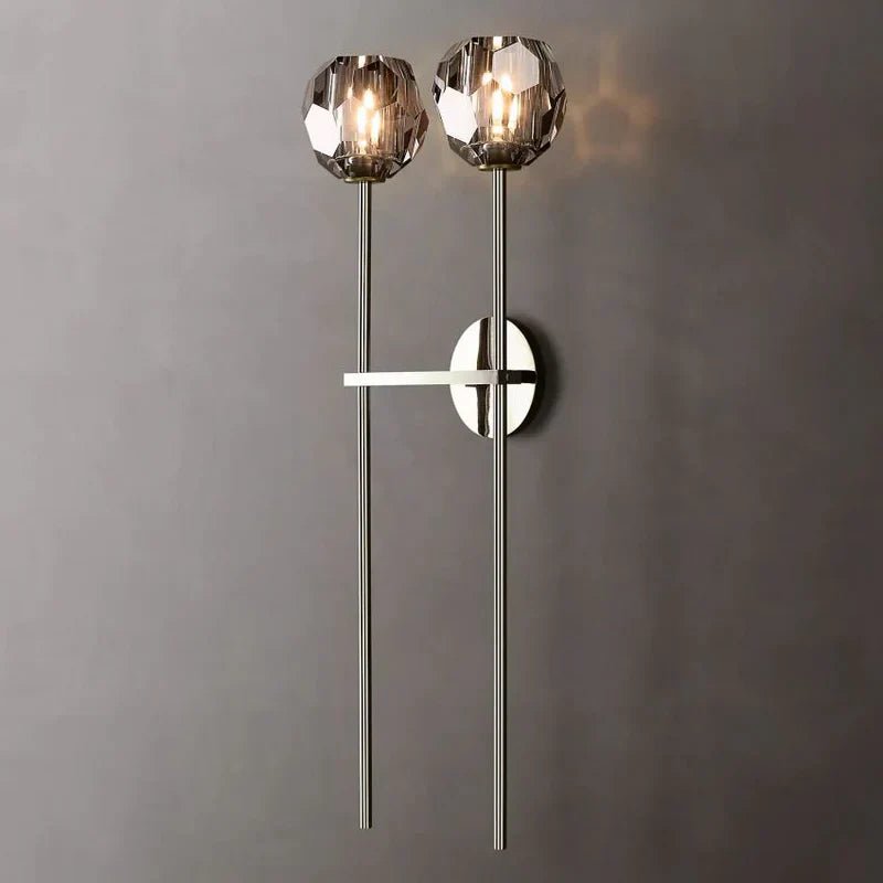 Boule Clear Crystal Double Ball Wall Sconce 28"H