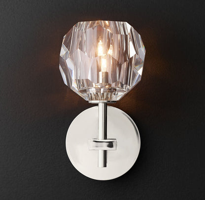 Boule Clear Crystal Double Ball Wall Sconce 9"H