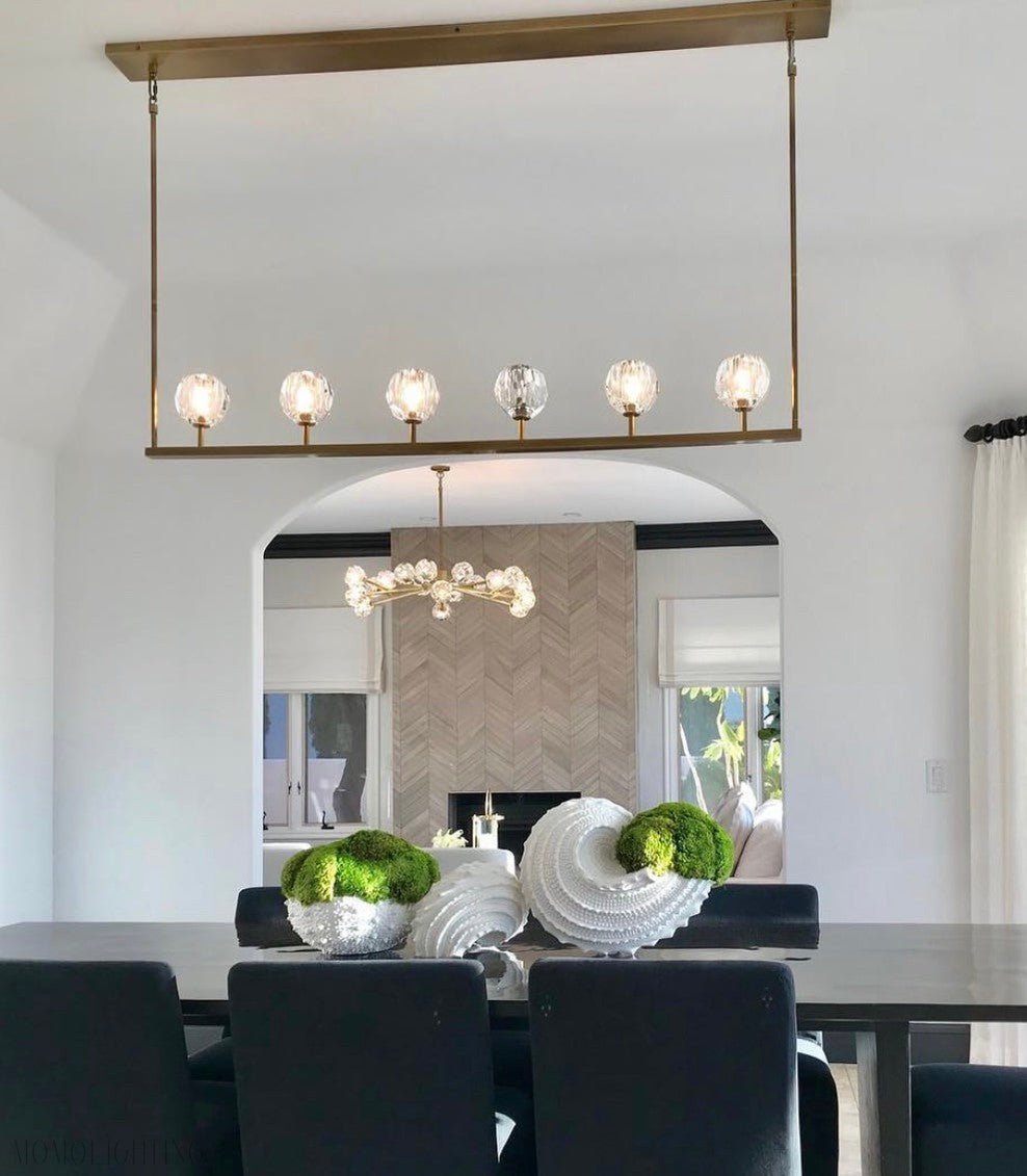 Boule Crystal Ball Single Linear Chandelier 48” 60" Double Linear 60”-Nobipets