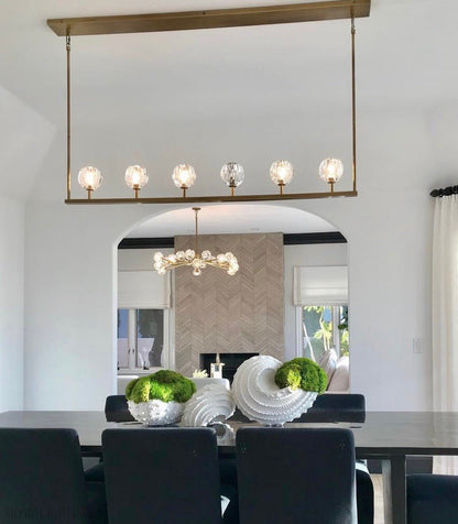 Boule Crystal Ball Single Linear Chandelier 48” 60" Double Linear 60”-Nobipets