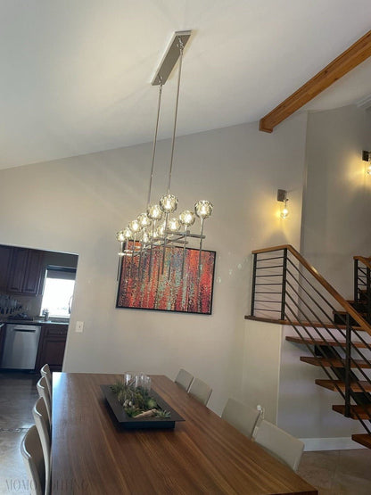 Boule Crystal Ball Single Linear Chandelier 48” 60" Double Linear 60”-Nobipets