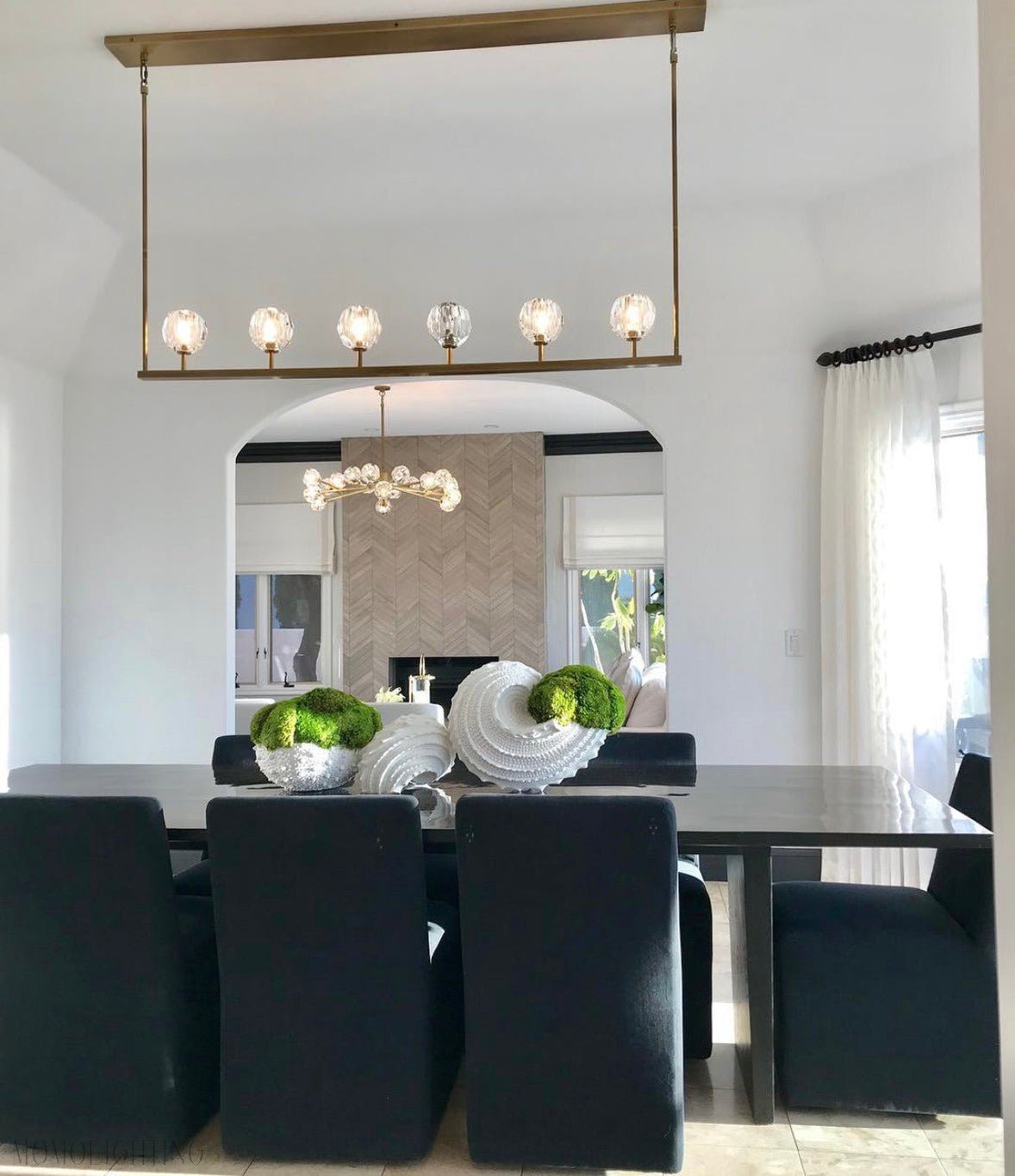 Boule Crystal Ball Single Linear Chandelier 48” 60" Double Linear 60”-Nobipets