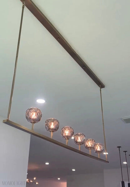 Boule Crystal Ball Single Linear Chandelier 48” 60" Double Linear 60”-Nobipets