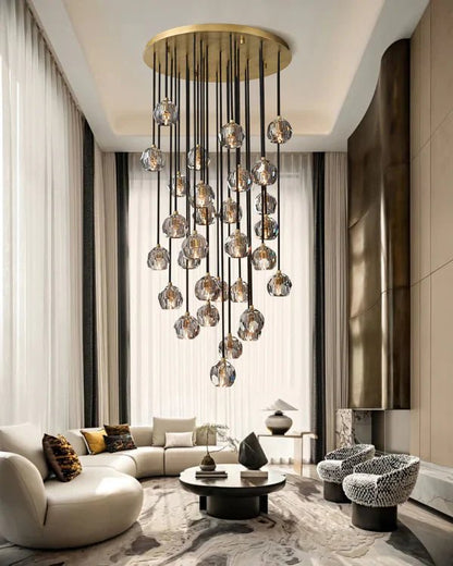 Boule Crystal Round Cluster Chandelier 30"
