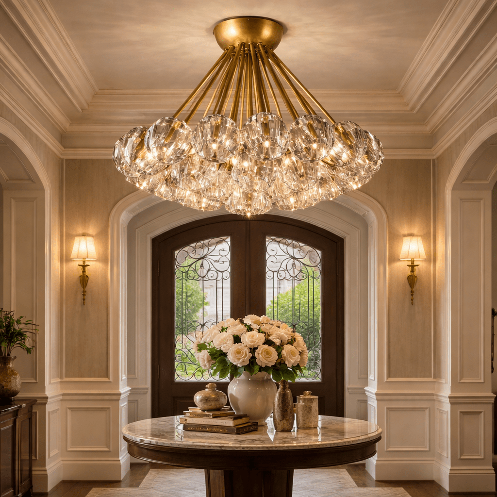 Boule do Cristal Clear Glass Flushmount