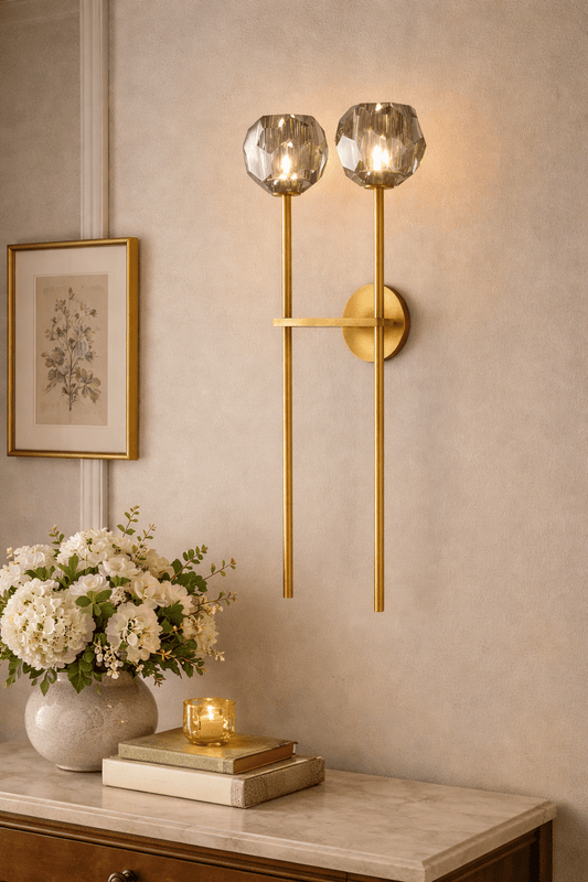 Boule do Cristal Smoke Glass Grand Double Sconce