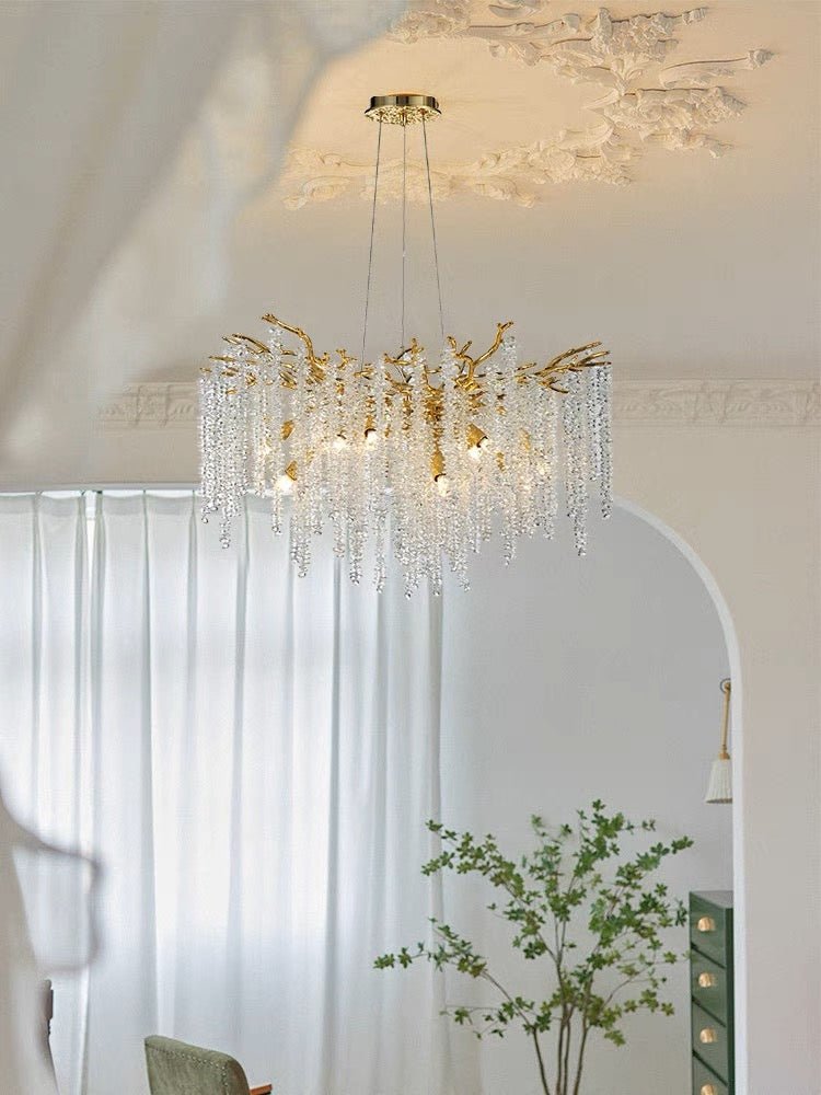 Branch Style Ceiling Light Crystal icicle Chandelier For Dining Table for Modern Home-Nobipets